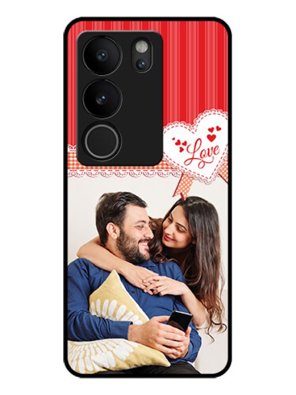 Custom Vivo V29 Pro 5G Custom Glass Phone Case - Red Love Pattern Design
