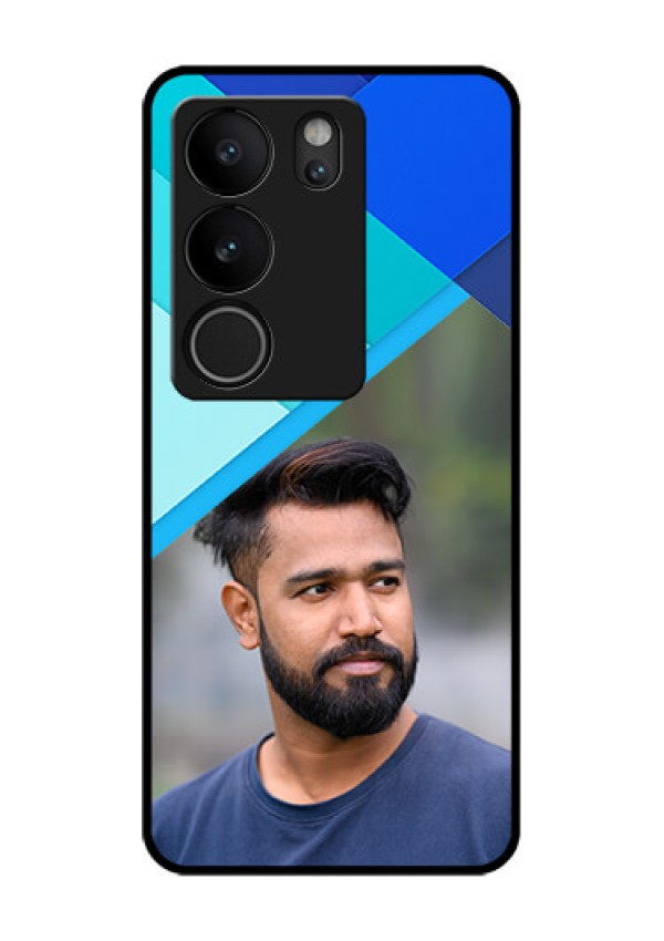 Vivo V29 Pro 5G Custom Glass Phone Case - Blue Pattern Design