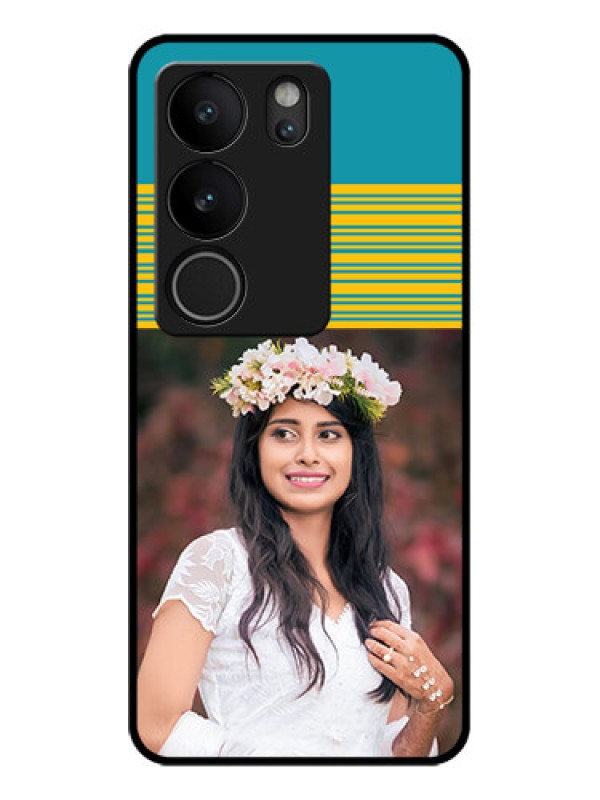 Custom Vivo V29 Pro 5G Custom Glass Phone Case - Yellow & Blue Design