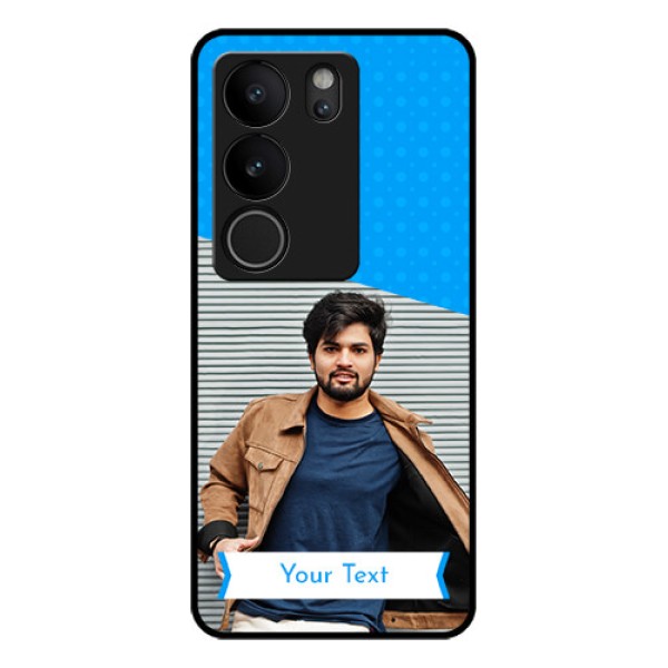 Vivo V29 Pro 5G Custom Glass Phone Case - Simple Blue Color Design Vivo V29 Pro 5G Custom Glass Phone Case - Simple Blue Color Design
