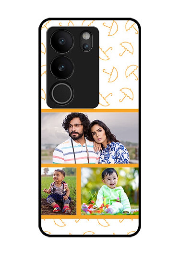 Vivo V29 Pro 5G Custom Glass Phone Case - Yellow Pattern Design