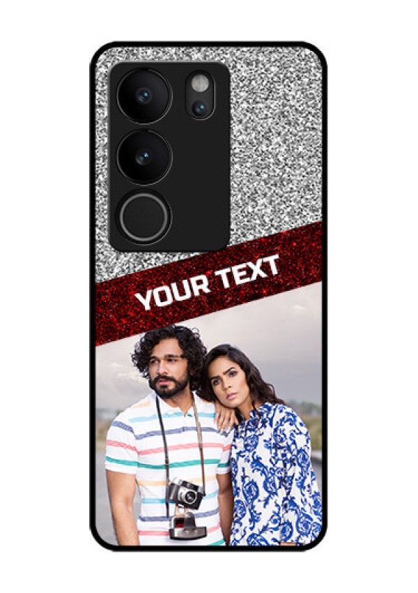 Vivo V29 Pro 5G Custom Glass Phone Case - Image Holder With Glitter Strip Design