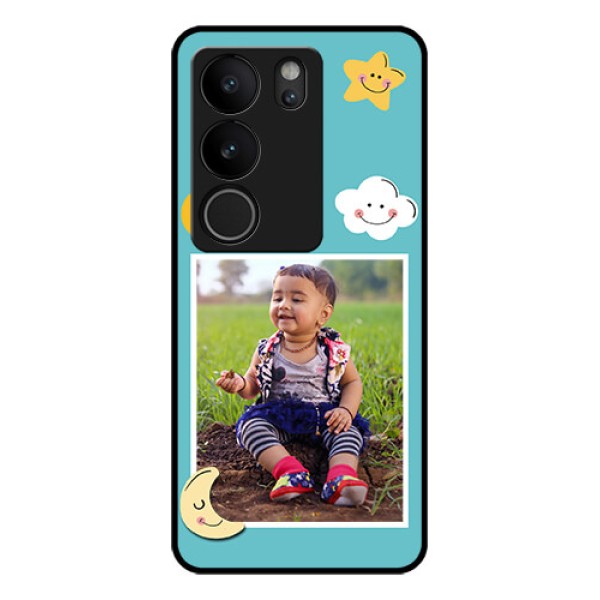 Vivo V29 Pro 5G Custom Glass Phone Case - Smiley Kids Stars Design