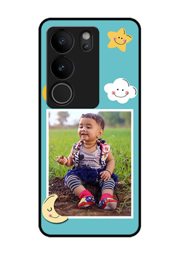 Vivo V29 Pro 5G Custom Glass Phone Case - Smiley Kids Stars Design