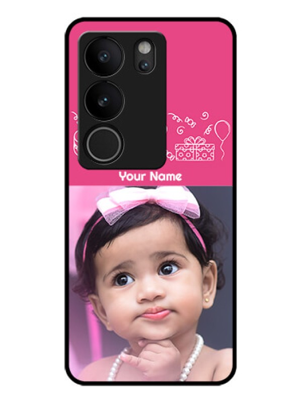 Custom Vivo V29 Pro 5G Custom Glass Phone Case - With Birthday Line Art Design