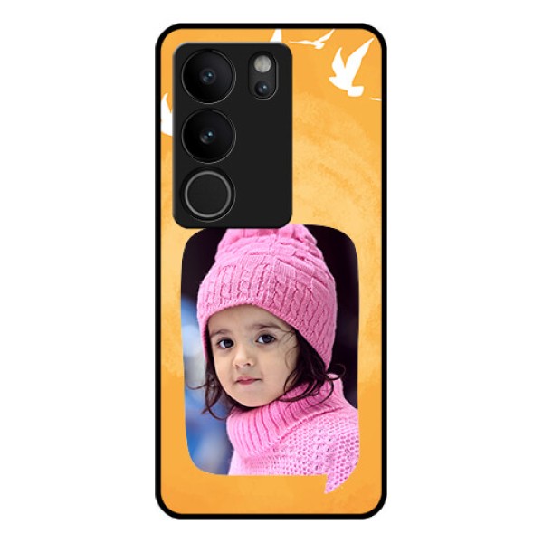 Vivo V29 Pro 5G Custom Glass Phone Case - Water Color Design With Bird Icons Vivo V29 Pro 5G Custom Glass Phone Case - Water Color Design With Bird Icons