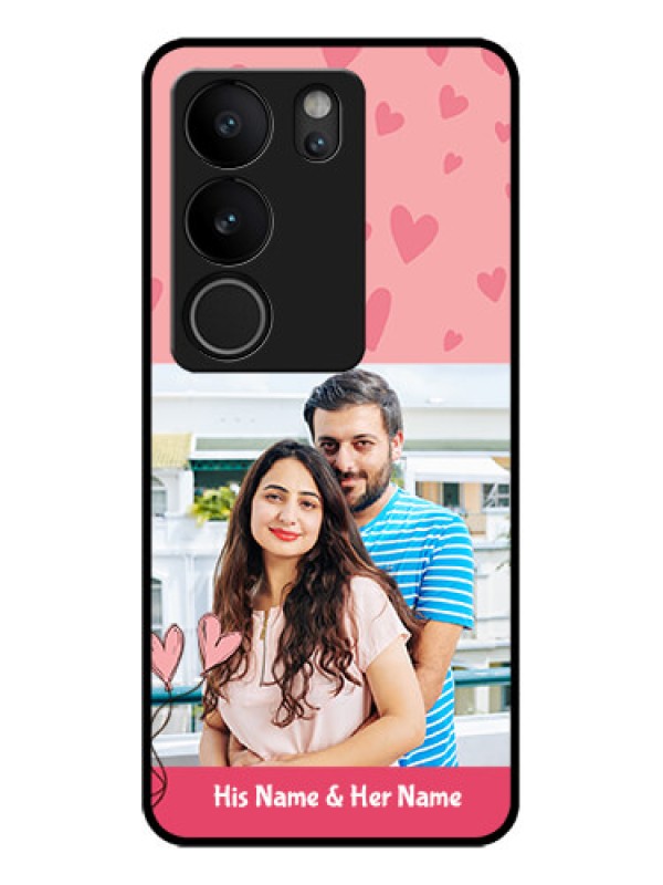 Custom Vivo V29 Pro 5G Custom Glass Phone Case - Love Design Peach Color