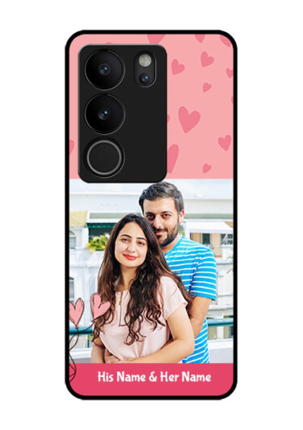 Vivo V29 Pro 5G Custom Glass Phone Case - Love Design Peach Color