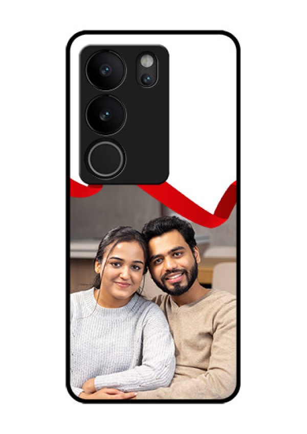 Vivo V29 Pro 5G Custom Glass Phone Case - Red Ribbon Frame Design