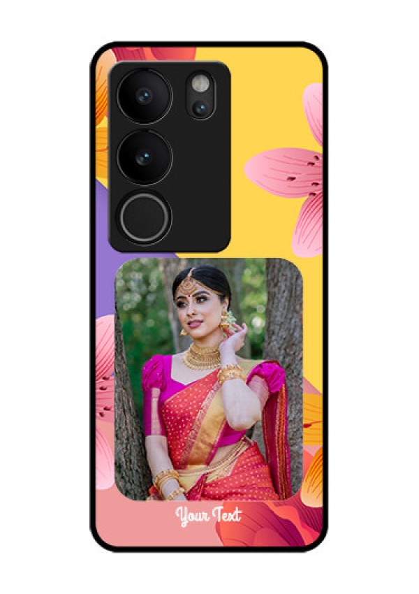Vivo V29 Pro 5G Custom Glass Phone Case - 3 Image With Vintage Floral Design