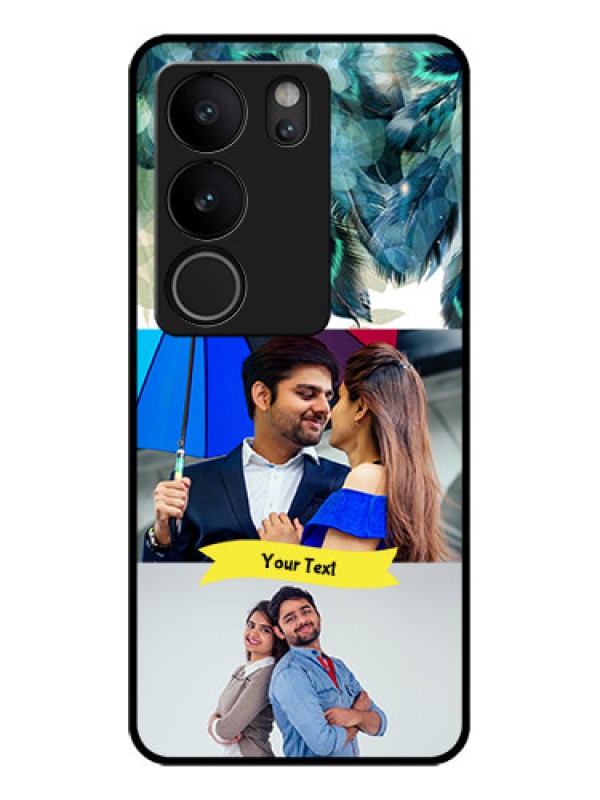 Custom Vivo V29 Pro 5G Custom Glass Phone Case - Image With Boho Peacock Feather Design