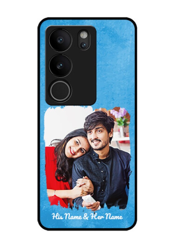 Vivo V29 Pro 5G Custom Glass Phone Case - Blue Color Vintage Design
