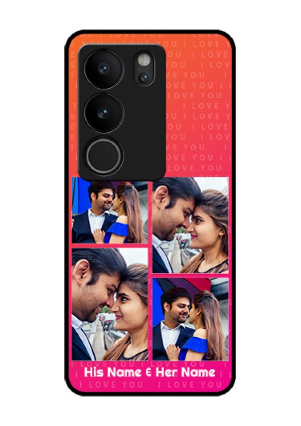 Vivo V29 Pro 5G Custom Glass Phone Case - I Love You Pink Design