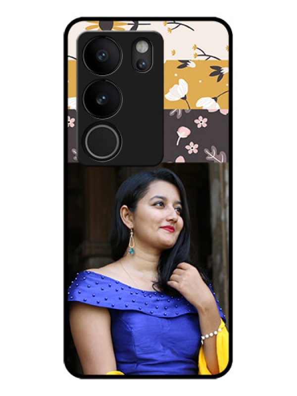 Custom Vivo V29 Pro 5G Custom Glass Phone Case - Stylish Floral Design