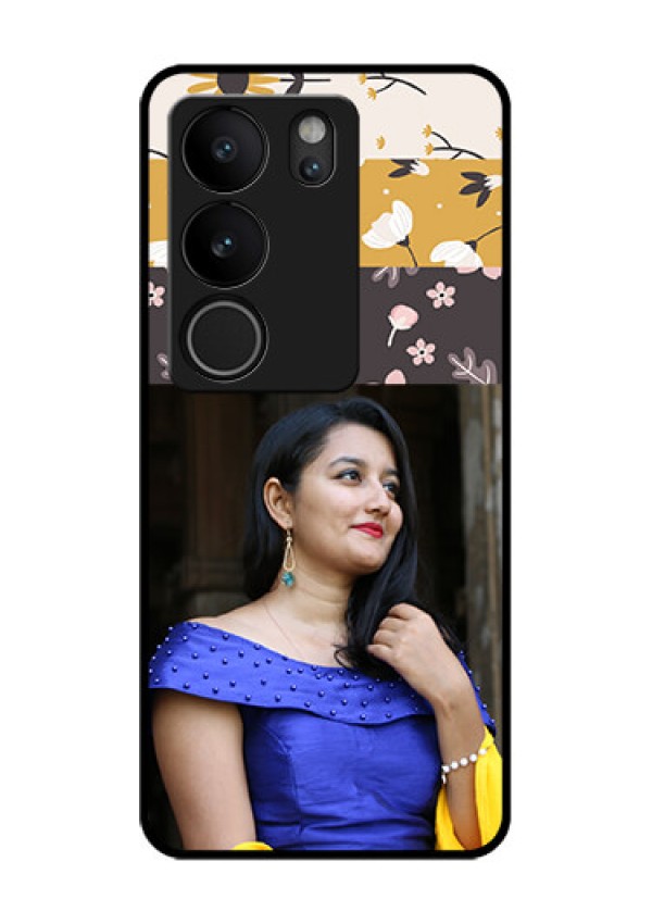 Vivo V29 Pro 5G Custom Glass Phone Case - Stylish Floral Design