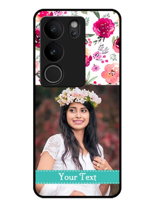 Custom Vivo V29 Pro 5G Custom Glass Phone Case - Water Colors Floral Design