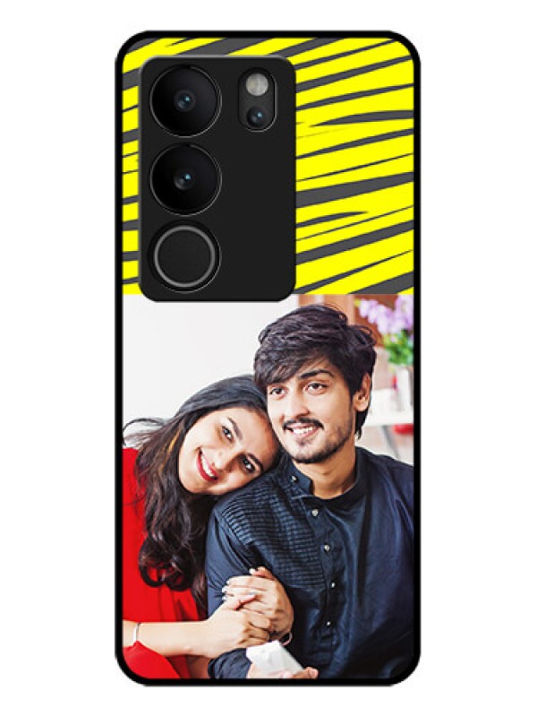 Custom Vivo V29 Pro 5G Custom Glass Phone Case - Yellow Abstract Design