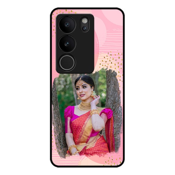 Vivo V29 Pro 5G Custom Glass Phone Case - Gold Glitter Splash Design