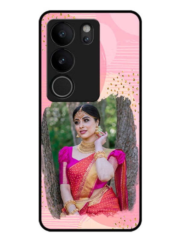 Custom Vivo V29 Pro 5G Custom Glass Phone Case - Gold Glitter Splash Design