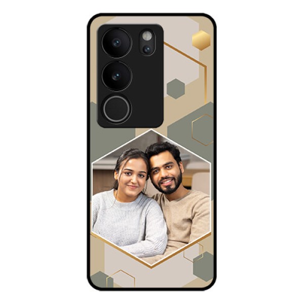 Vivo V29 Pro 5G Custom Glass Phone Case - Stylish Hexagon Pattern Design Vivo V29 Pro 5G Custom Glass Phone Case - Stylish Hexagon Pattern Design