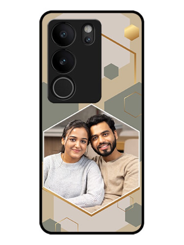 Custom Vivo V29 Pro 5G Custom Glass Phone Case - Stylish Hexagon Pattern Design