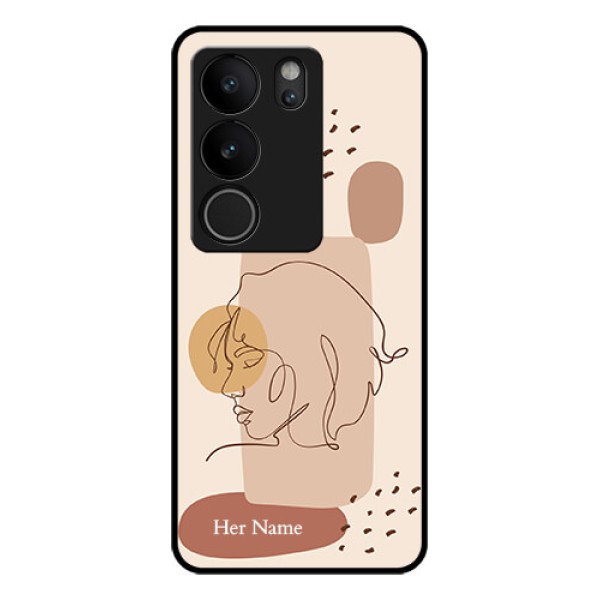 Vivo V29 Pro 5G Custom Glass Phone Case - Calm Woman Line Art Design