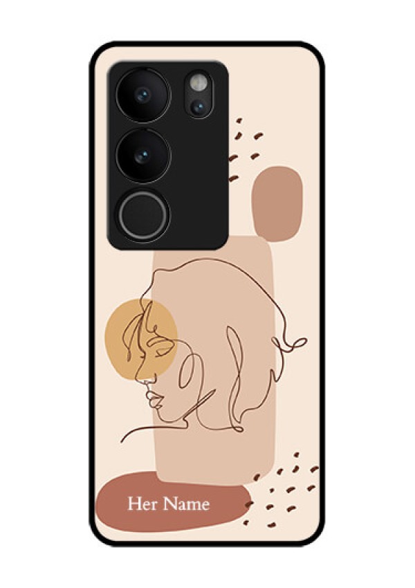 Vivo V29 Pro 5G Custom Glass Phone Case - Calm Woman Line Art Design