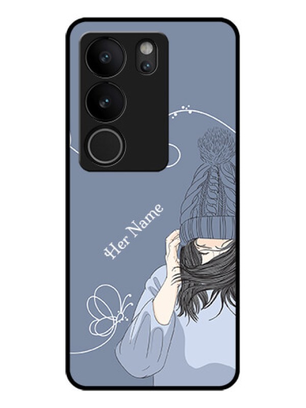 Custom Vivo V29 Pro 5G Custom Glass Phone Case - Girl In Winter Outfit Design