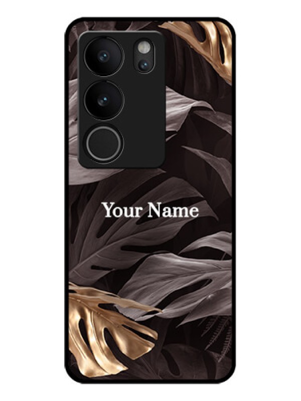 Custom Vivo V29 Pro 5G Custom Glass Phone Case - Wild Leaves Digital Paint Design