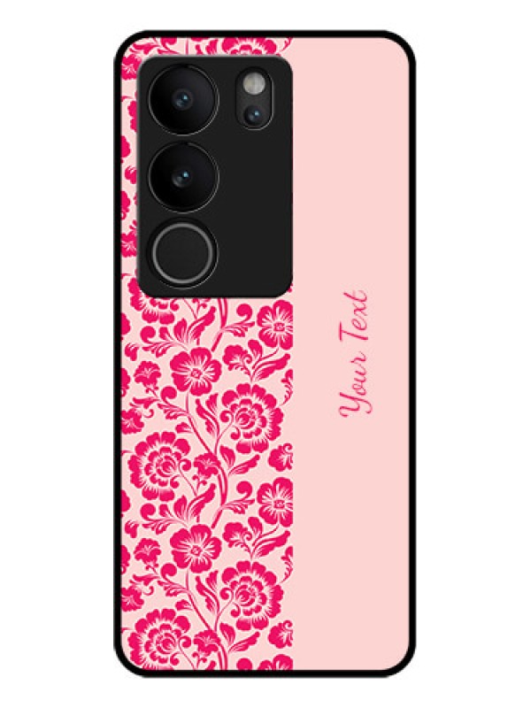 Custom Vivo V29 Pro 5G Custom Glass Phone Case - Attractive Floral Pattern Design