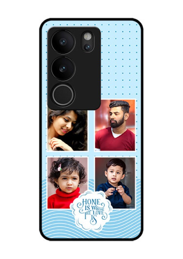 Vivo V29 Pro 5G Custom Glass Phone Case - Cute Love Quote With 4 Pic Upload Design