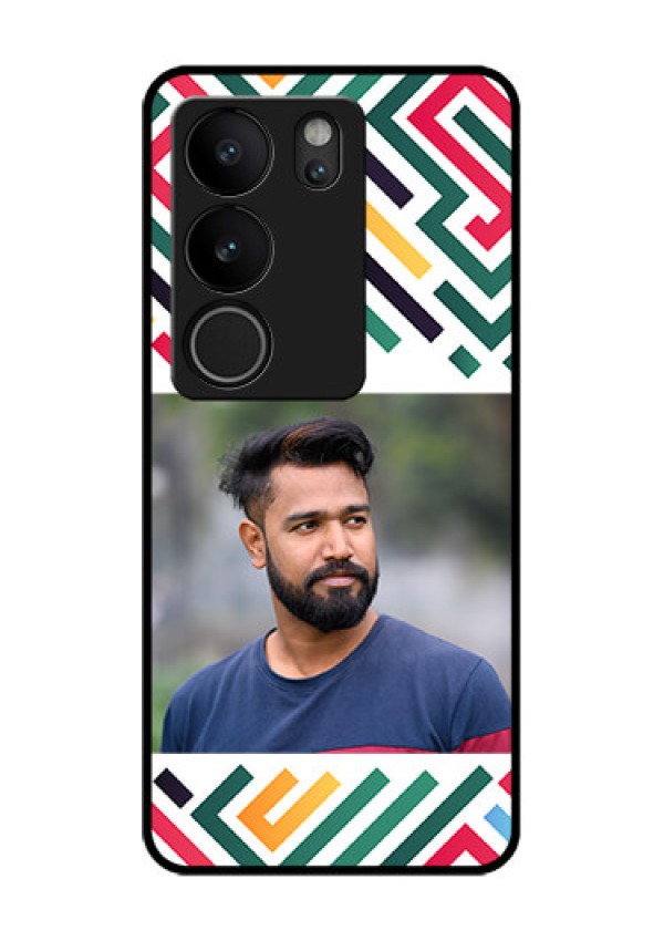 Vivo V29 Pro 5G Custom Glass Phone Case - Colorful Maze Pattern Design