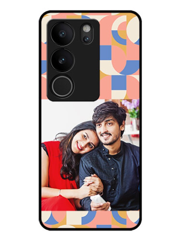 Custom Vivo V29 Pro 5G Custom Glass Phone Case - Semi - Circle Maze Pattern Design