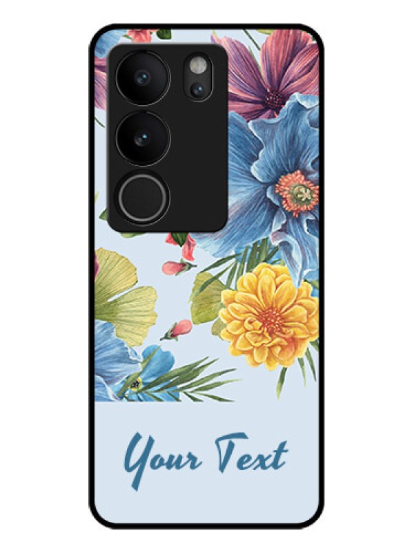 Custom Vivo V29 Pro 5G Custom Glass Phone Case - Stunning Watercolored Flowers Painting Design