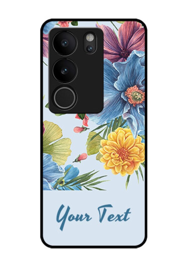 Vivo V29 Pro 5G Custom Glass Phone Case - Stunning Watercolored Flowers Painting Design