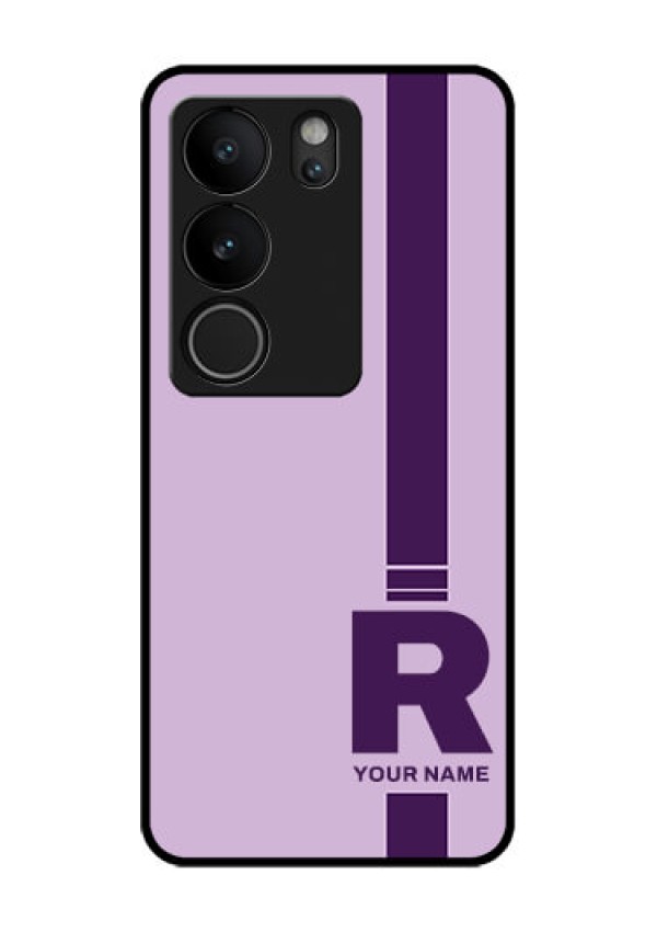 Vivo V29 Pro 5G Custom Glass Phone Case - Simple Dual Tone Stripe With Name Design