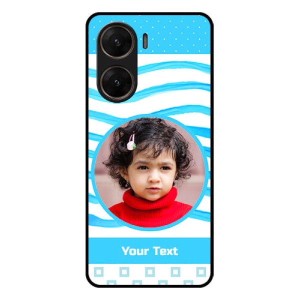 Vivo V29E 5G Custom Glass Phone Case - Simple Blue Case Design