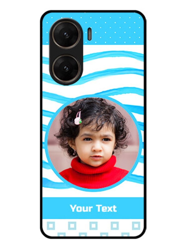 Custom Vivo V29E 5G Custom Glass Phone Case - Simple Blue Case Design