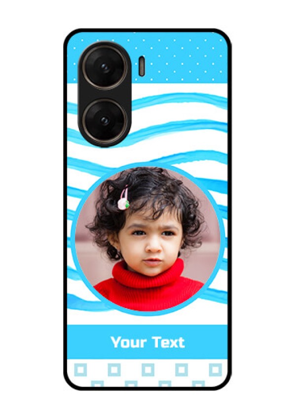 Vivo V29E 5G Custom Glass Phone Case - Simple Blue Case Design