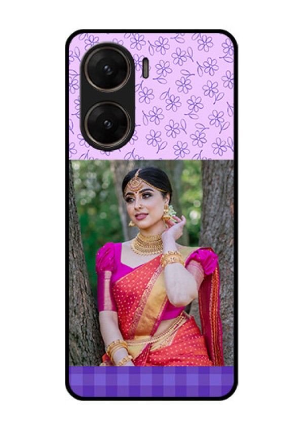 Vivo V29E 5G Custom Glass Phone Case - Purple Floral Design