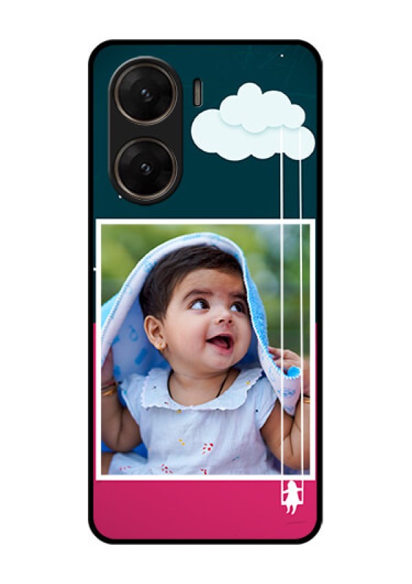 Vivo V29E 5G Custom Glass Phone Case - Cute Girl With Cloud Design