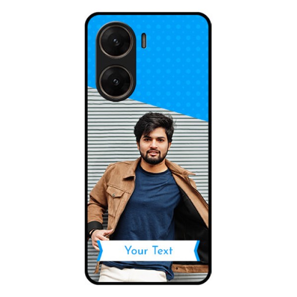 Vivo V29E 5G Custom Glass Phone Case - Simple Blue Color Design Vivo V29E 5G Custom Glass Phone Case - Simple Blue Color Design