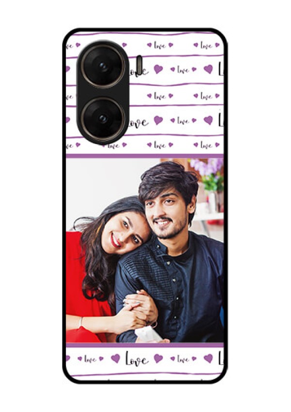 Vivo V29E 5G Custom Glass Phone Case - Couples Heart Design