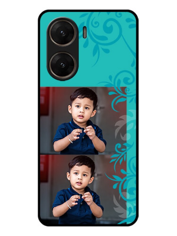 Custom Vivo V29E 5G Custom Glass Phone Case - With Photo And Green Floral Design