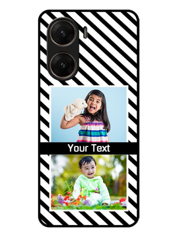 Custom Vivo V29E 5G Custom Glass Phone Case - Black And White Stripes Design