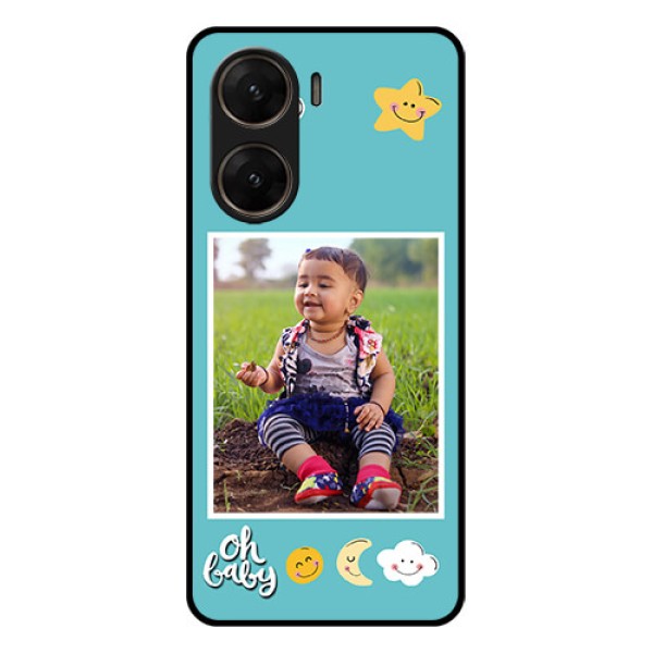 Vivo V29E 5G Custom Glass Phone Case - Smiley Kids Stars Design