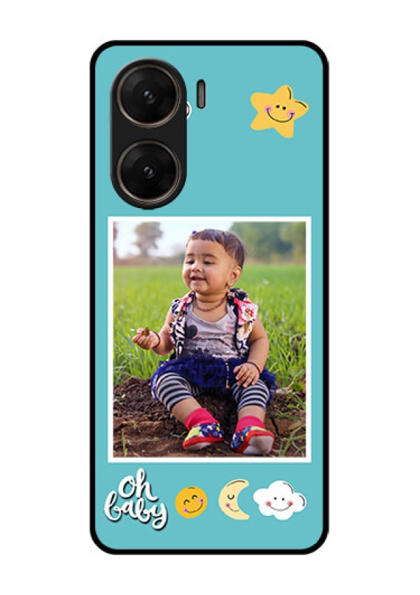 Vivo V29E 5G Custom Glass Phone Case - Smiley Kids Stars Design