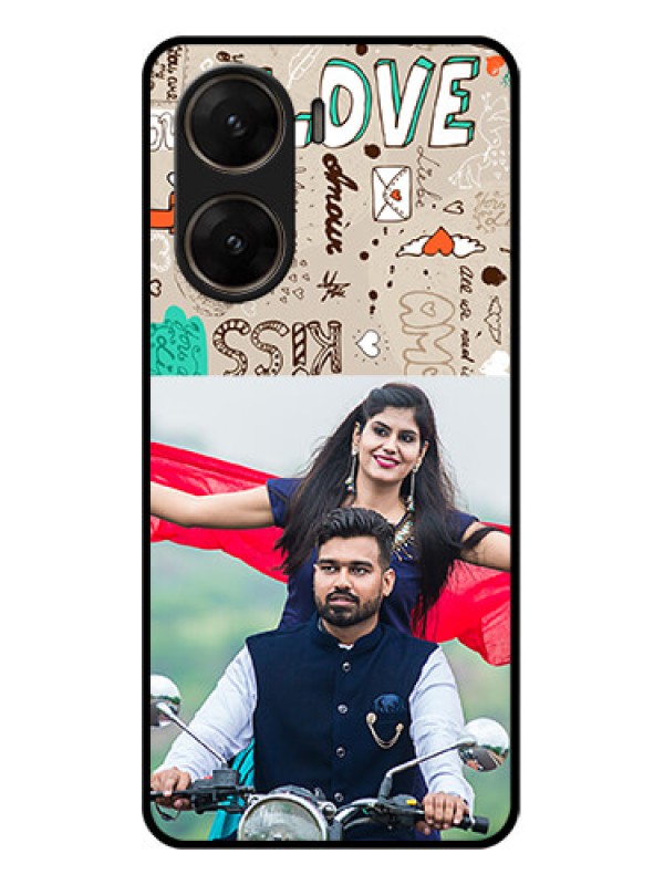 Custom Vivo V29E 5G Custom Glass Phone Case - Love Doodle Pattern