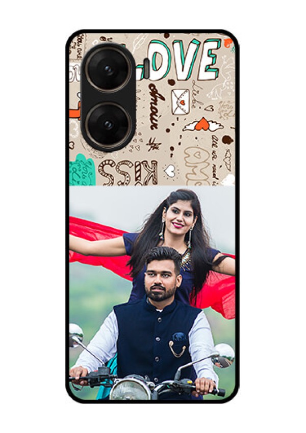 Vivo V29E 5G Custom Glass Phone Case - Love Doodle Pattern