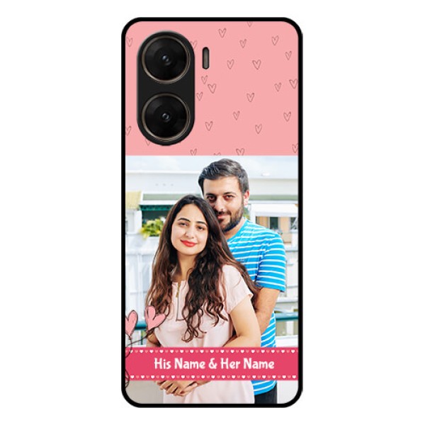 Vivo V29E 5G Custom Glass Phone Case - Love Design Peach Color